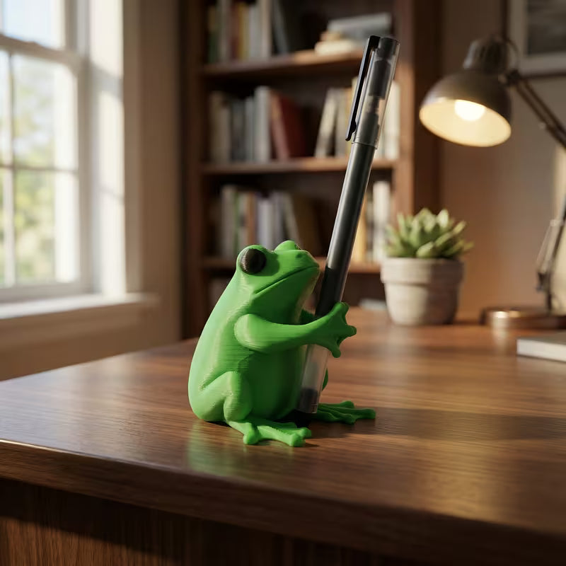 Green Frog Pen Holder
