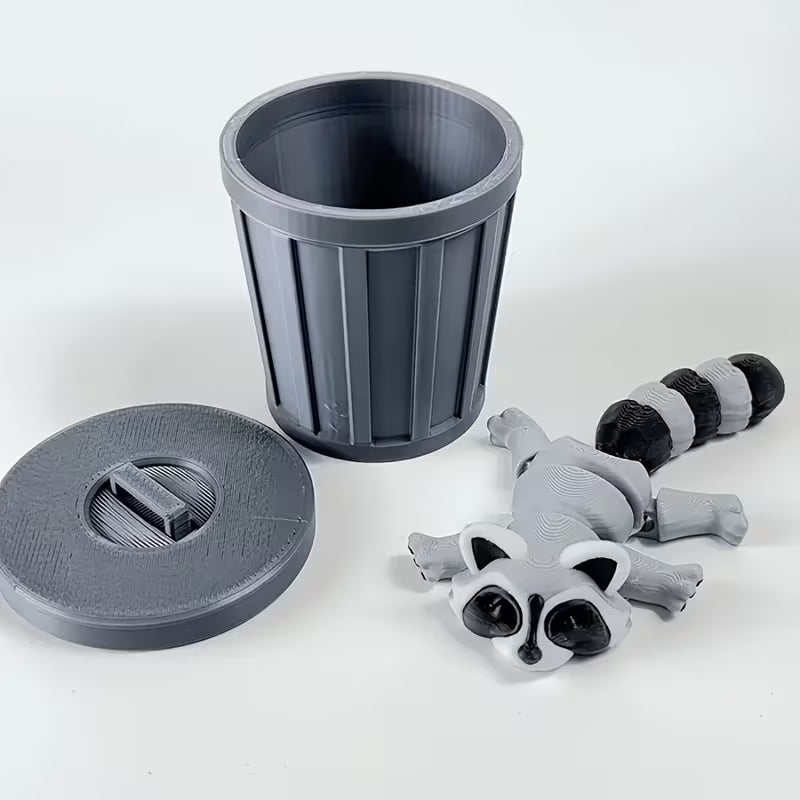 Raccoon Fidget W/ Trash Can Gift box